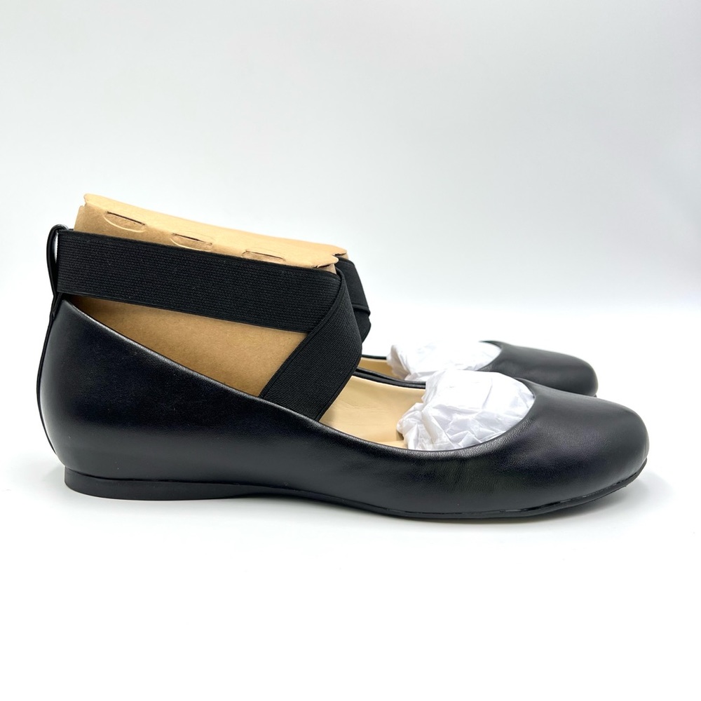 Jessica Simpson Womens Size 7 Black Faux Vegan Leather Ballet‎ Flats Shoes